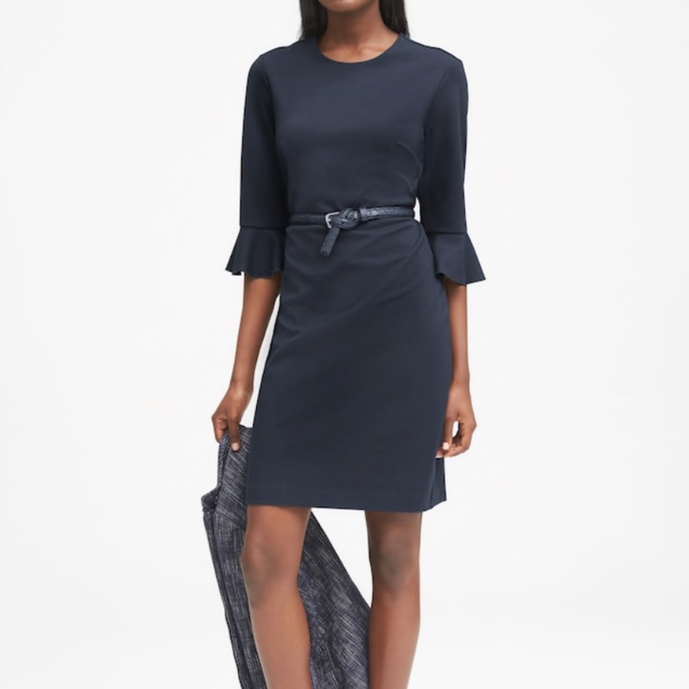 BANANA REPUBLIC Ponte Flutter-Sleeve Sheath Dress